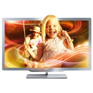 Philips 55PFL7606K/02 140 cm (55 Zoll) Ambilight 3D LED-Backlight-Fernseher, Energieeffizienzklasse A+ (Full-HD, 400 Hz PMR, DVB-T/C/S, Smart TV) silbergrau