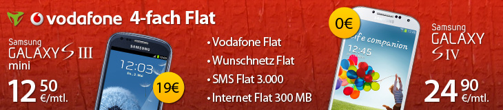 Vodafone 4-fach Flat inkl. Smartphones