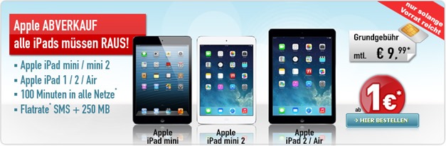 Bild zu [schnell] Restbestände: viele iPad Modelle dank Tarif günstiger als im Preisvergleich