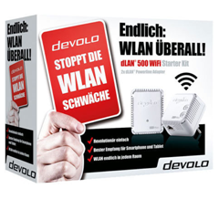 Bild zu devolo dLAN 500 WiFi Starter Kit (500 Mbit/s, WLAN Repeater, 1 LAN Port, Kompaktgehäuse, Powerline) für 69,90€