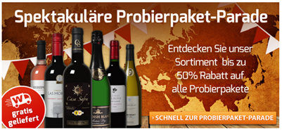 Bild zu Weinvorteil: bis zu 50% Rabatt auf Probierpakete + kostenlose Lieferung + 25€ Rabatt (ab 50€ MBW)