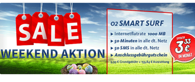 Bild zu o2 Smart Surf (1GB Datenflat, 50 Freiminuten + 50 Frei SMS) für 2,79€/Monat