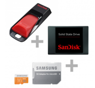 Bild zu Speicherbundle: SanDisk SSD 128GB + SanDisk 64GB USB-Stick + Samsung microSDHC 16GB für 75€