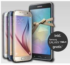 Bild zu Otelo XL (1,5GB Datenflat, SMS- und Sprachflat alle Netze) inkl. Samsung S6 (einmalig 69€) und gratis Samsung Tab 4 für 29,99€/Monat