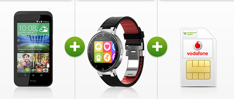 Bild zu Vodafone Smart Surf (1GB Datenflat + 50 Freiminuten + 50 Frei SMS) HTC Desire + Alcatel Smartwatch für einmalig 39€ für 9,99€/Monat