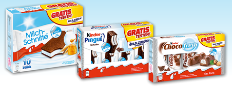 Bild zu Milch-Schnitte, kinder Pingui, kinder Maxi King und kinder Chocofresh gratis testen