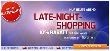 Bild zu Weinvorteil: Late Night Shopping mit 10% Rabatt auf alles + kostenlose Lieferung