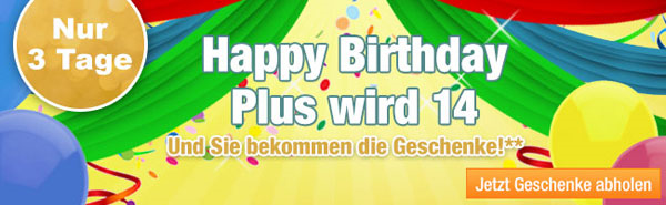 Bild zu Plus.de feiert seinen 14. Geburtstag mit verschiedenen Gutscheincodes