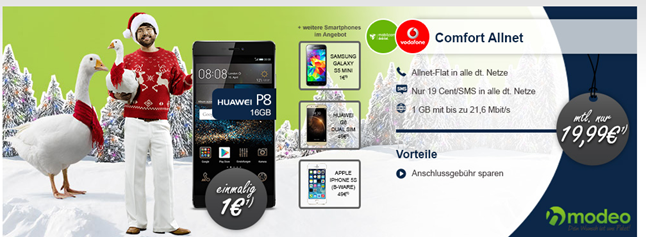Bild zu 1GB Datenflat inkl. Telefonflat im Vodafone Netz plus Smartphone ab 1€ für 19,99€ im Monat