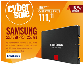 Bild zu Samsung Basic MZ-7KE256BW 850 Pro in­ter­ne SSD 256GB (6,3 cm (2,5 Zoll), SATA III) für 111,11€