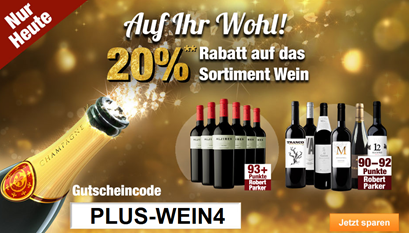 Bild zu Plus.de: heute 20% Rabatt auf das gesamte Weinsortiment