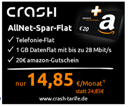 Bild zu Klarmobil Allnet-Spar-Flat im Telekom-Netz (1 GB Datenflat, Flat in alle Netze) für 14,85€/Monat + 20€ Amazon Gutschein