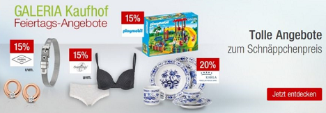 Bild zu Galeria Kaufhof Feiertags-Angebote, z.B. 15% Rabatt auf die Marke Playmobil