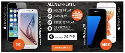Bild zu otelo Allnet-Flat L (1,25GB Datenflat, Flat in alle Netze, SMS Flat) inkl. Top Smartphones ab 1€ für 24,99€/Monat