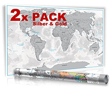 Bild zu 2 x Rubbel Weltkarte mit 3D Relief-Optik + Geschenkrolle mit Metalldeckel + Gewinnspiel für 17,95€