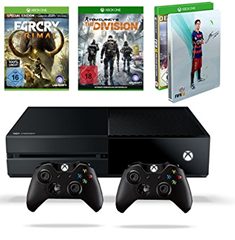 Bild zu Xbox One 500 GB (2015) + FIFA 16 – Deluxe Edition + Far Cry Primal (100% Uncut) + Tom Clancy’s The Division + Xbox One Wireless Controller (2015) für 374,97€