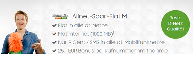 Bild zu Klarmobil Allnet-Spar-Flat im Telekom-Netz (1 GB Datenflat, Flat in alle Netze) für 19,85€/Monat + Smartphone ab 1€