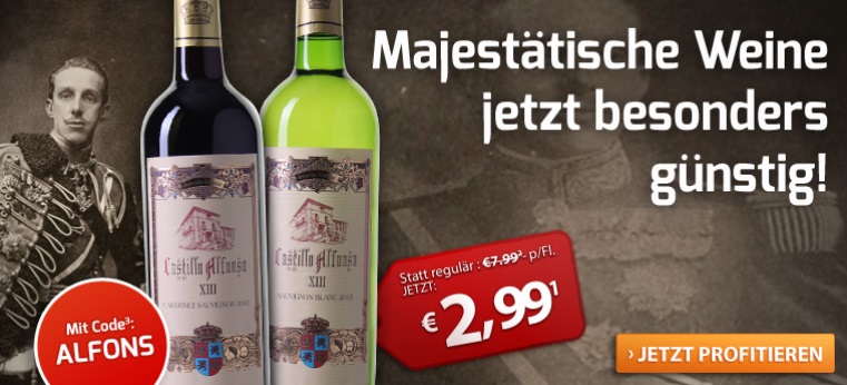 Bild zu Weinvorteil: 6 Flaschen Castillo Alfonso XIII  Cabernet Sauvignon oder Sauvignon Blanc für 22,93€