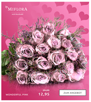 Bild zu Miflora: Wonderful Pink Blumenstrauß mit rosa Rosen für 17,90€