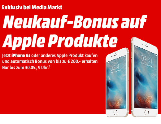 Bild zu MediaMarkt: Bis zu 200€ Rabatt beim Kauf von Apple Produkten