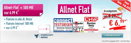 Bild zu [wieder da] Telekom Comfort Allnet (Flat in alle Netze, 500MB Datenflat) für 6,99€/Monat