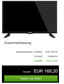 Bild zu Telefunken D32F289R3C LED-TV (Flat, 32 Zoll, Full-HD, Smart TV) für 169,20€