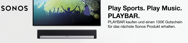 Bild zu Amazon: Sonos Playbar kaufen + 100€ Gutschein erhalten für ein anderes Sonos Produkt