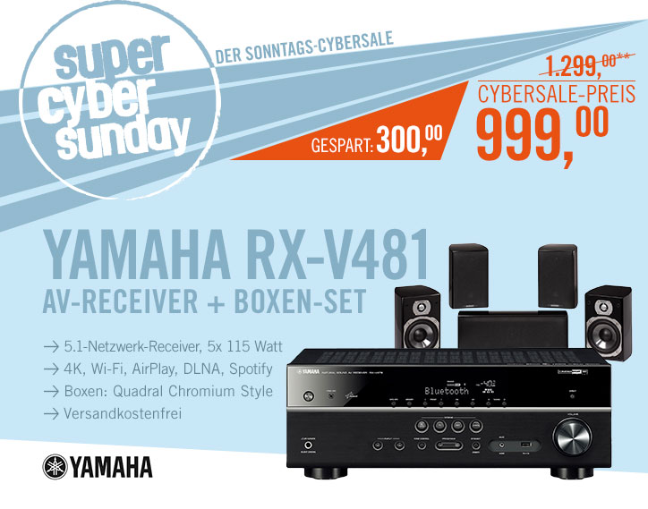 Bild zu 5.1 AV-Receiver Yamaha RX-V481 + 5.1 Lautsprechersystem Quadral Chromium Surround 2008 für 999€