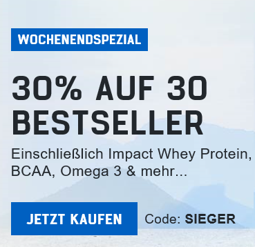 Bild zu MyProtein: 30% Rabatt auf 30 Bestseller + kostenloser Shaker (ab 60€ MBW)