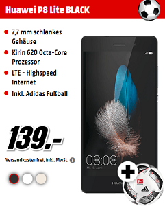 Bild zu Huawei P8 Lite Dual SIM Smartphone (16 GB) + Adidas Fußball für 139€