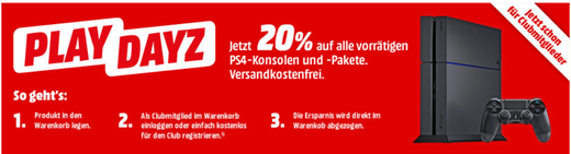 Bild zu Media Markt: Play Dayz – 20% Rabatt auf PS4-Konsolen und –Pakete