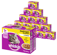 Bild zu Whiskas Katzenfutter 1+ Geflügelauswahl in Gelee Mega Multipack 192x100g für 39€