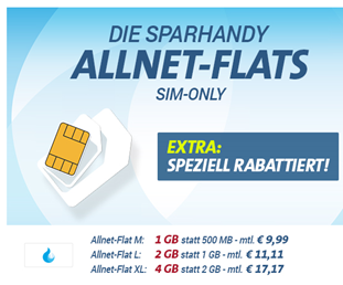 Bild zu Sparhandy Allnet-Flat mit 1-4GB Datenflat im Telekom-Netz ab 9,99€