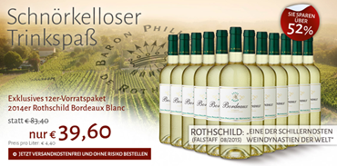 Bild zu Club of Wine: 12 Flaschen 2014er Rothschild Bordeaux Blanc Weißwein für 39,60€