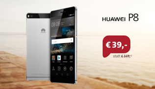 Bild zu Smart Surf o2 (50 Freiminuten, 50 Frei- SMS, 1GB LTE) im o2-Netz inkl. Huawei P8 (einmalig 39€) für 9,99€/Monat