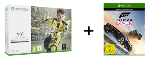 Bild zu MICROSOFT Xbox One S 1TB Konsole + Fifa17 + Forza Horizon 3 für 349€