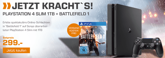 Bild zu SONY PlayStation 4 Konsole Slim 1TB + Battlefield 1 – PlayStation 4 ab 269,10€