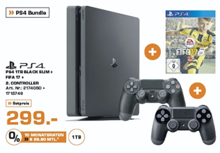 Bild zu [Super] Playstation 4 Slim 1TB + Fifa 17 + zweiter Controller für 299€ + optional zzgl. Battlefield 1 für 332,96€