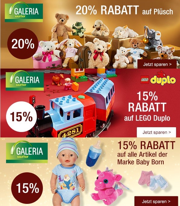 Bild zu Galeria Kaufhof: Bis zu 20% Rabatt auf ausgewählte Spielwaren