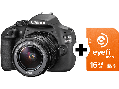 Bild zu DSLR Canon EOS 1200D + 18-55mm IS II Objektiv + 16 GB Eyefi Speicherkarte für 299€