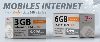 Bild zu 3GB Telekom LTE Datenflat für 6,99€ oder die 6GB Telekom LTE Datenflat für 9,99€ pro Monat