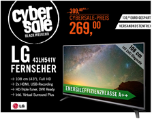 Bild zu LG 43LH541V 108 cm (43 Zoll) Fernseher (Full HD, Triple Tuner, Triple XD Engine) [EEK: A++] für 269€