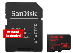 Bild zu San­Disk Ultra 200GB mi­croS­DXC bis zu 90 MB/Sek, Class 10 Speicher­kar­te für 49€