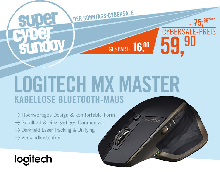 Bild zu Kabellose Bluetooth Maus Logitech MX Master für 59,90€