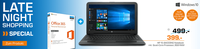 Bild zu HP 15” FullHD Notebook mit AMD A10 Quad-Core Prozessor (3,33 GHz), 8 GB RAM, 1 TB HDD, AMD Radeon R5-Grafikkarte + Office 365 für 399€