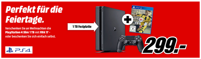 Bild zu Sony PlayStation 4 (PS4) Slim 1TB + Fifa17 für 299€ inklusive Versand