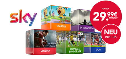 Bild zu [Knaller] Sky Komplett mit Sky Entertainment, Bundesliga, Sport + Cinema und alles in HD inkl. Sky Go + Receiver für 29,99€ im Monat