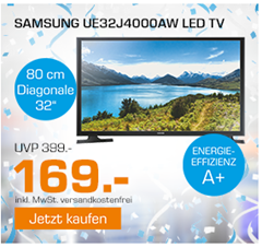 Bild zu SAMSUNG UE32J4000, 80 cm (32 Zoll), HD-ready, LED TV, 100 PQI, DVB-T, DVB-C,A+, LCD / LED-TV für 169€