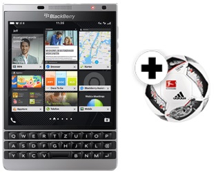 Bild zu 4,5 Zoll Blackberry Passport Silver Edition (32 GB) + Adidas Fußball für 279€