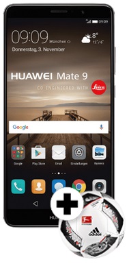 Bild zu 6 Zoll Dual Sim Smartphone Huawei Mate 9 (64 GB) + Adidas Fußball für 539€